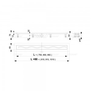 Канал дренажный ALCAPLAST Alcadrain 950*60 д.40мм APZ8-950 (решетка Simple Buble в компл.)