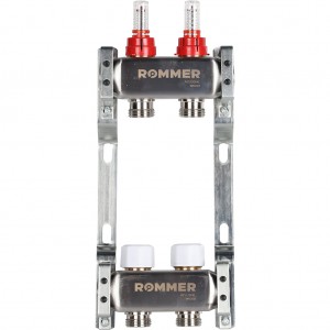 Коллектор из нерж. стали 1"x3/4" ROMMER с расходомерами 2 вых.