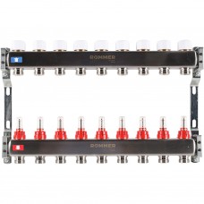 Коллектор из нерж. стали 1"x3/4" ROMMER с расходомерами 9 вых.