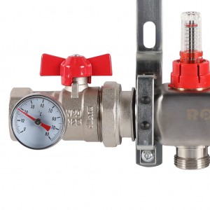 Коллектор из нерж. стали 1"x3/4" ROMMER в сборе с расходомерами 2 вых.