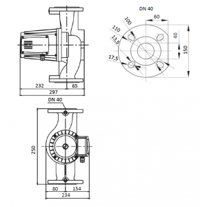 Насос циркуляционный Shinhoo BASIC 40-16F, фланцевый 220В