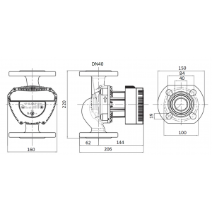 Насос циркуляционный энергоэффективный Shinhoo MEGA 40-6F, фланцевый 220В