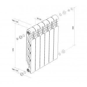 Радиатор алюминиевый Royal Thermo Revolution 2.0 500 х 80 10 секций