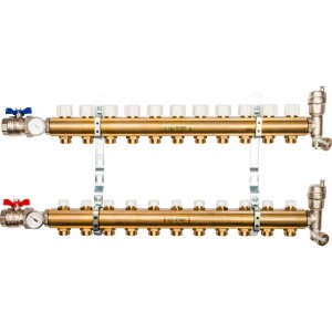 Распределительный коллектор из латуни без расходомеров 11 вых. STOUT