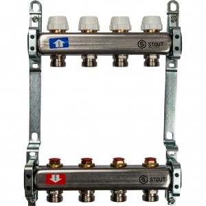 Коллектор из нержавеющей стали без расходомеров 4 вых. STOUT